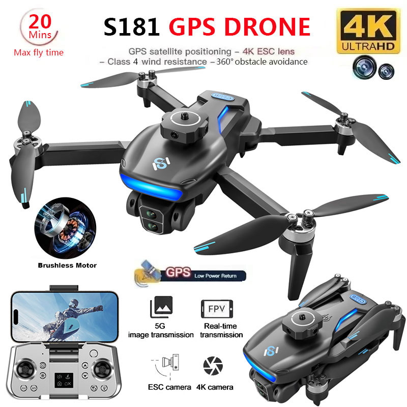 Fpv Brushless Rc Drone 4K - مروحية رباعية احترافية بدون فرش ،